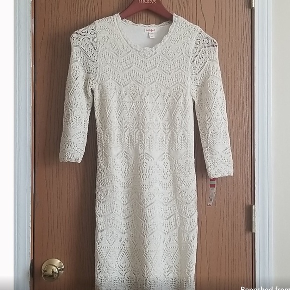 RARE Cat & Jack Cream Crochet Lace Dress - Picture 6 of 14